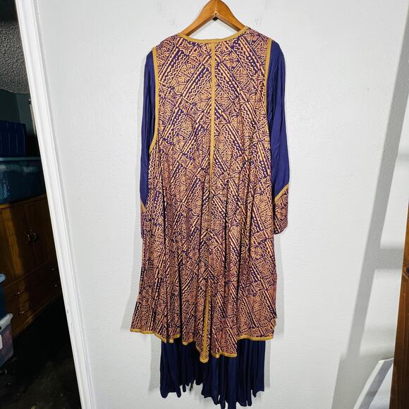 Molato Dress Shell Accents Geo Print Long Sleeve Knit Jersey Embroider Africa- L - Picture 4 of 8